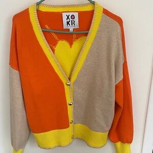 XOKR Kerri Rosenthal cardigan heart sunshine size L